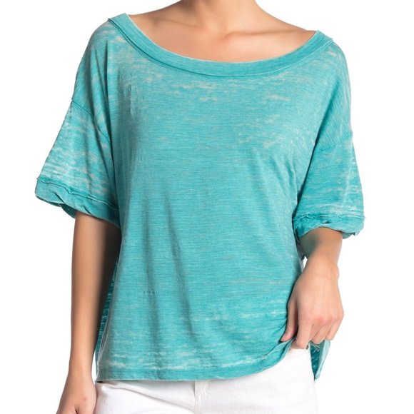 Free People Tops - Free People Viola Open Back Tee Ocean Blue